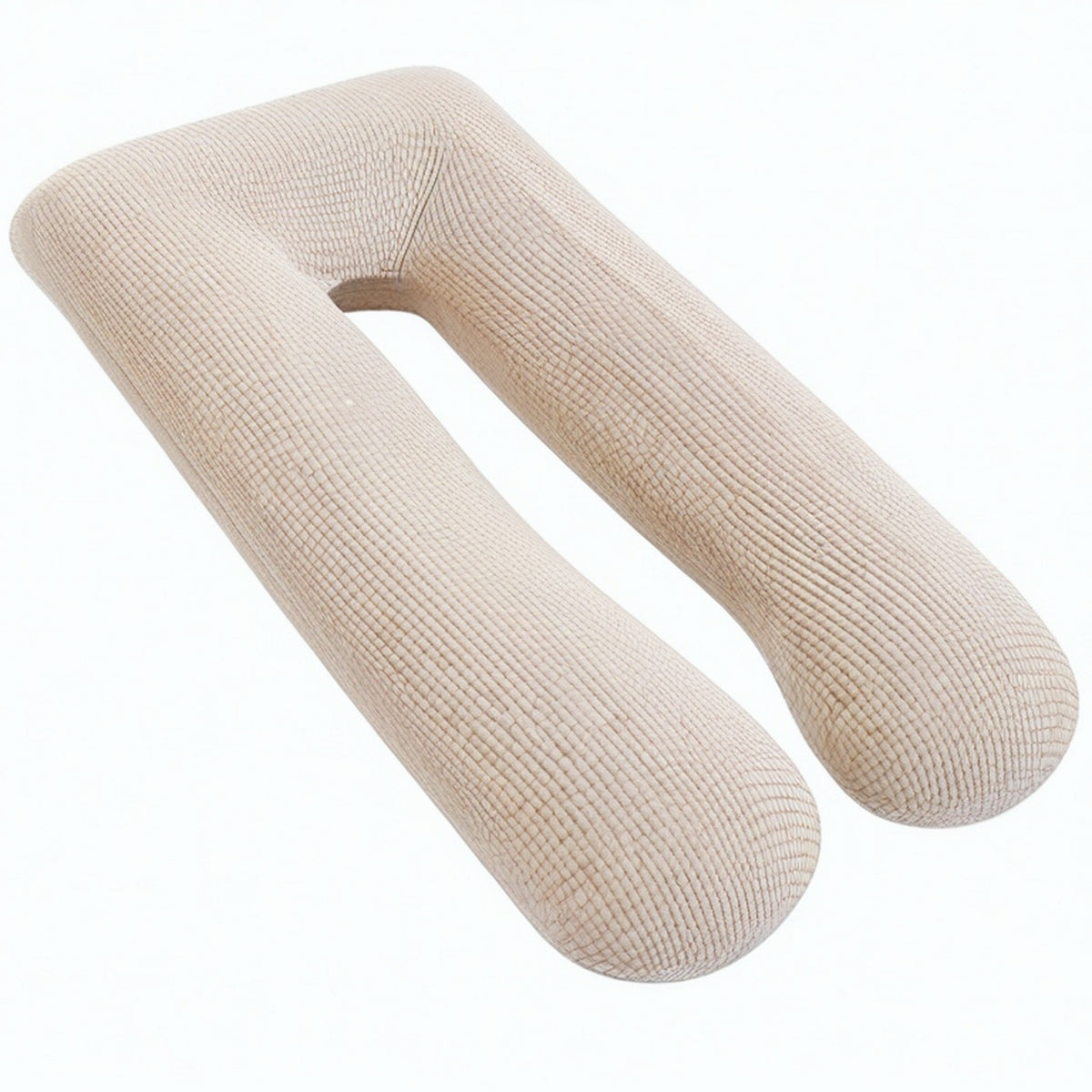 Almohada corporal en U 135 cm de poliéster beige para descanso y embarazo