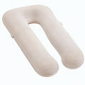 Almohada corporal en U 140 cm de tejido acanalado beige para descanso