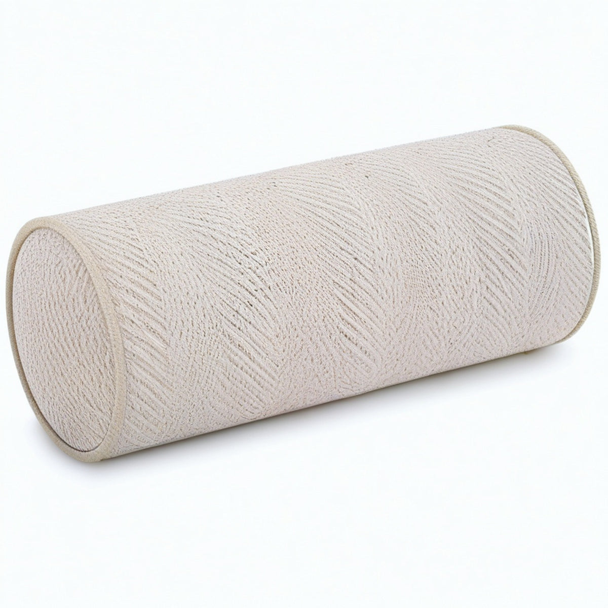 Cojín cilíndrico 20 x 50 cm de tejido beige para apoyo decorativo