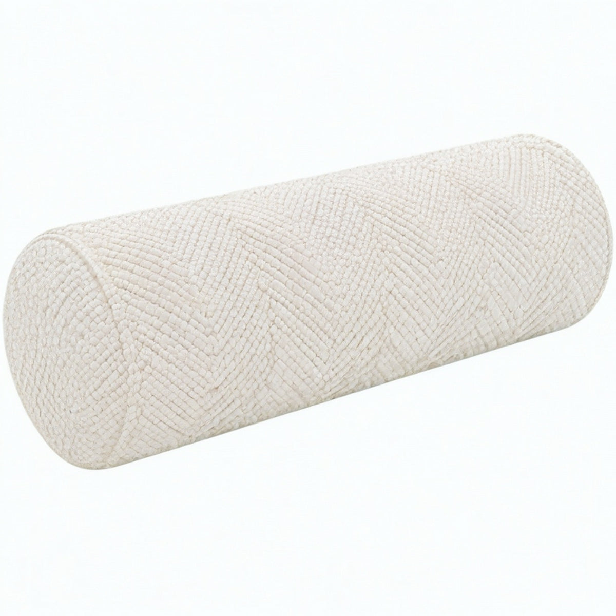 Cojín cilíndrico 20 x 50 cm de tejido texturizado color crudo para apoyo decorativo