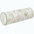 Cojín cilíndrico 20 x 50 cm de tela floral beige con ribete verde para apoyo decorativo