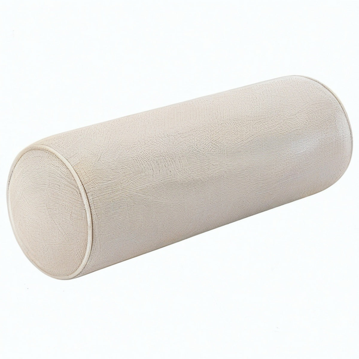 Cojín cilíndrico 15 x 45 cm de tela beige para apoyo decorativo