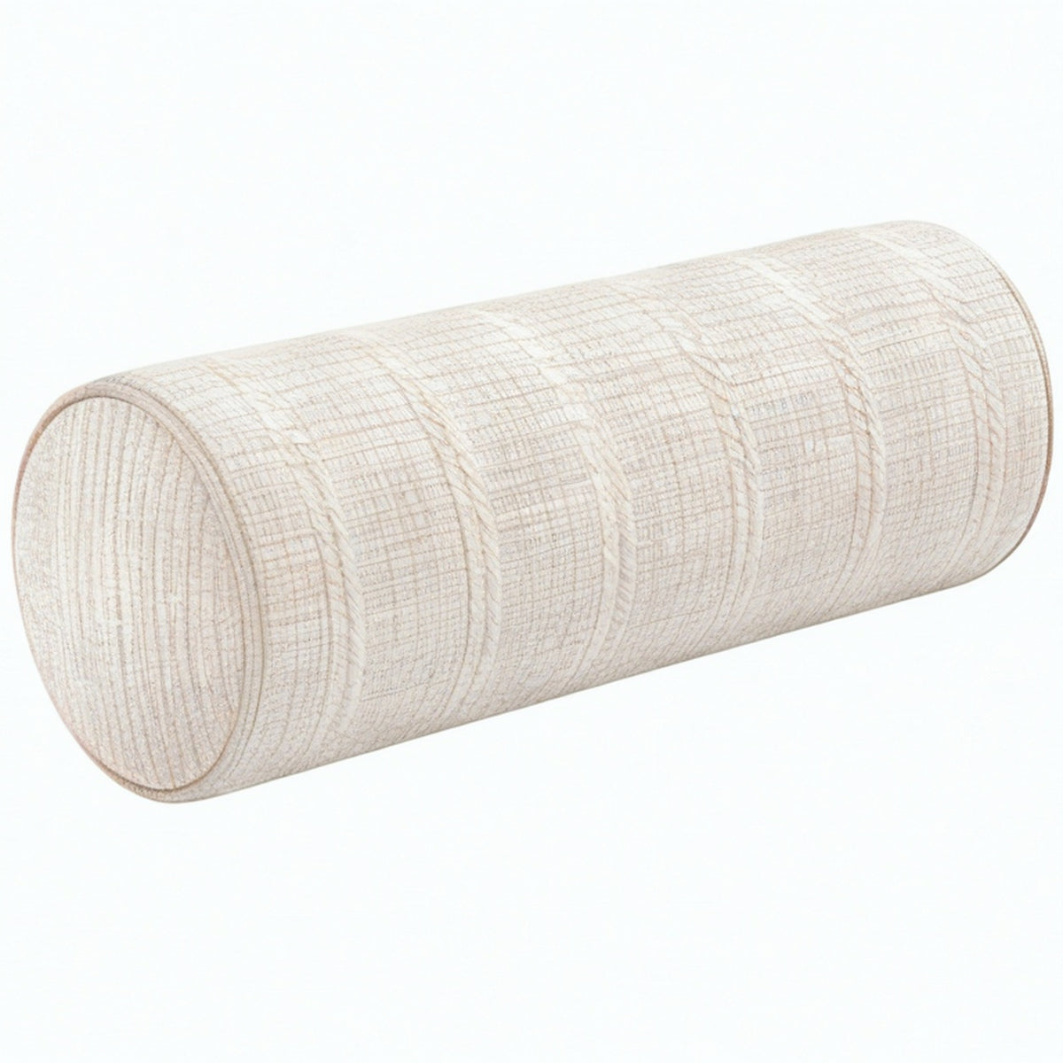 Cojín cilíndrico 20 x 60 cm textil beige con relieve decorativo