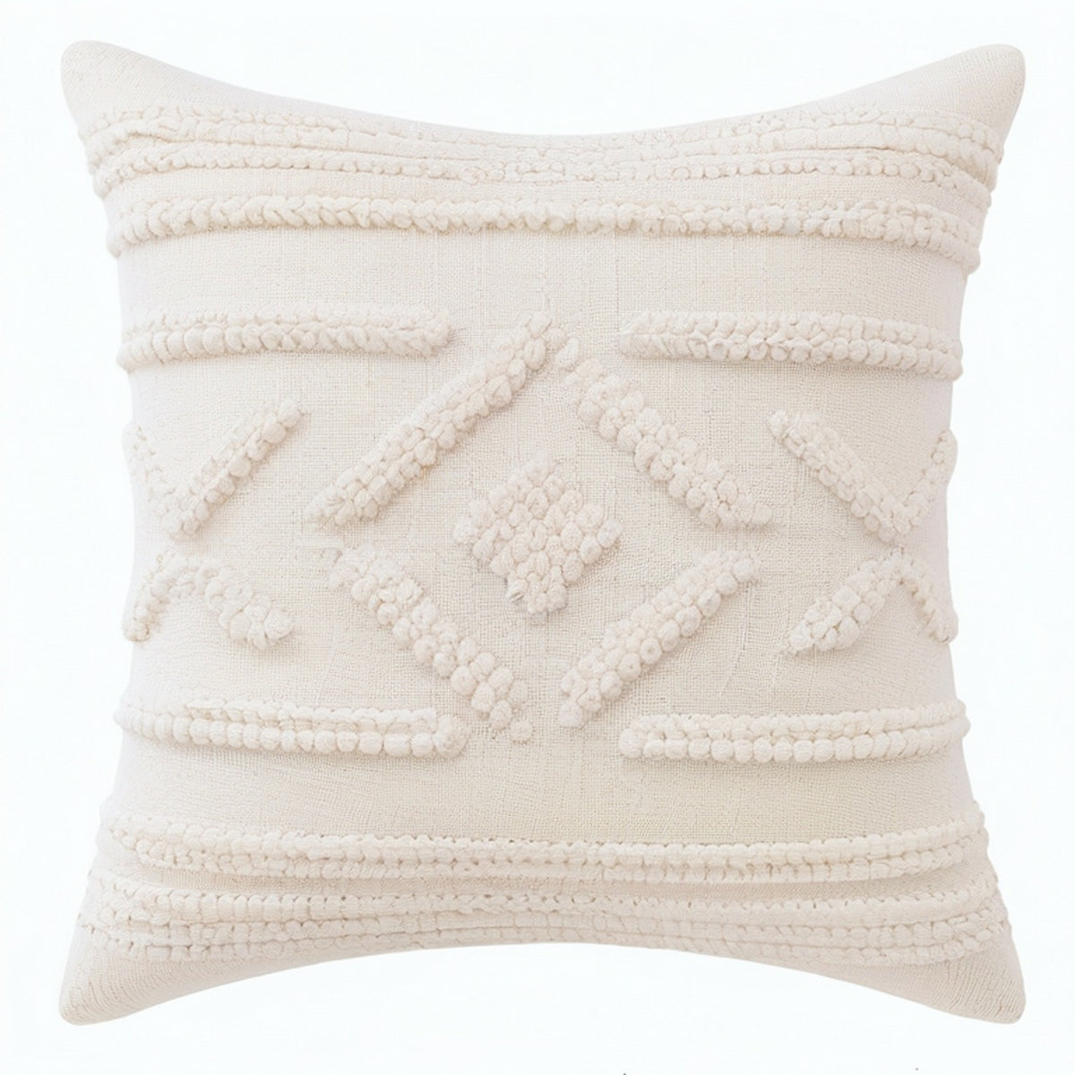 Cojín decorativo cuadrado 45 cm de algodón beige con textura estilo bohemio