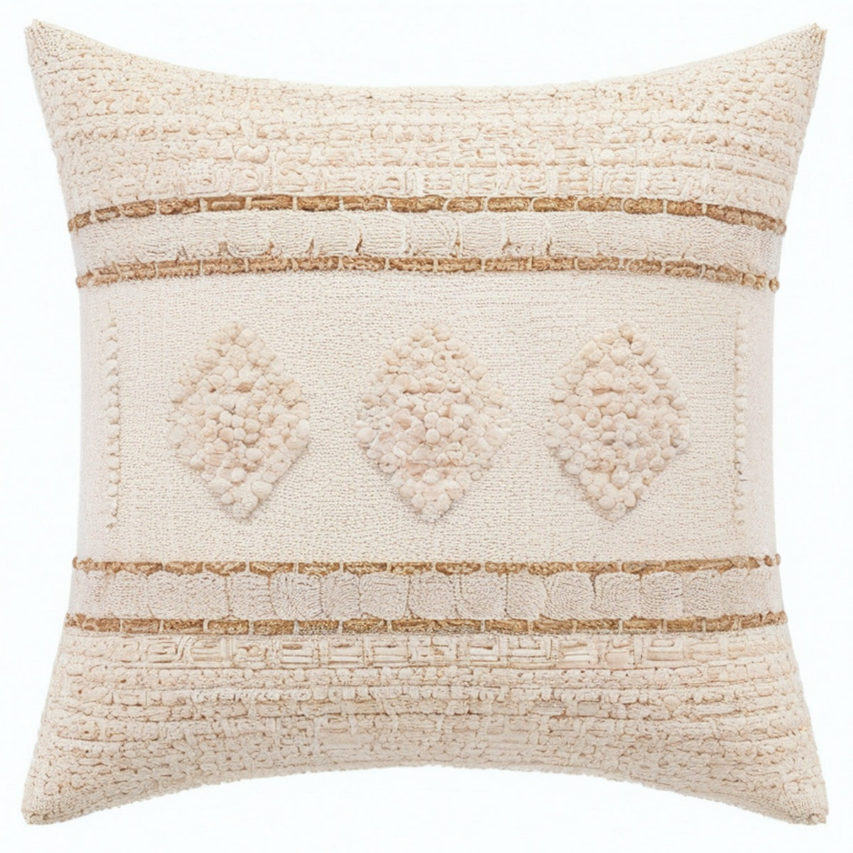 Cojín decorativo 45 x 45 cm de tejido beige estilo bohemio para sofá