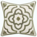 Cojín cuadrado 45 cm de tejido beige y verde con relieve decorativo