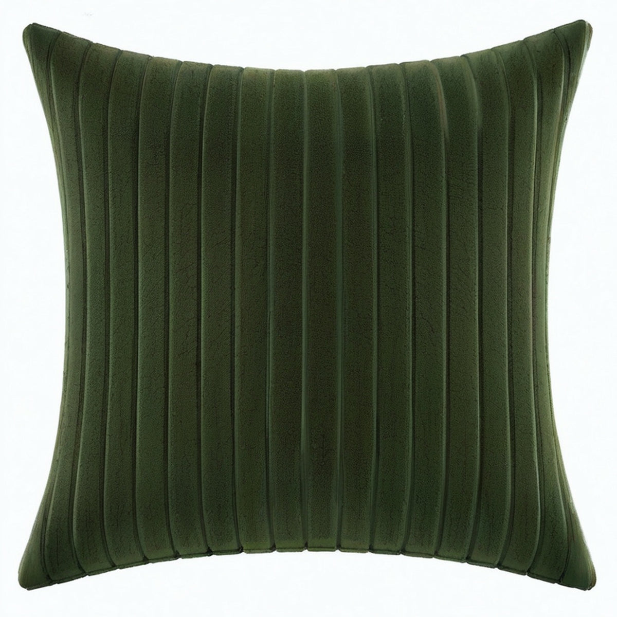 Cojín cuadrado 45 x 45 cm verde oscuro de tejido aterciopelado acanalado decorativo