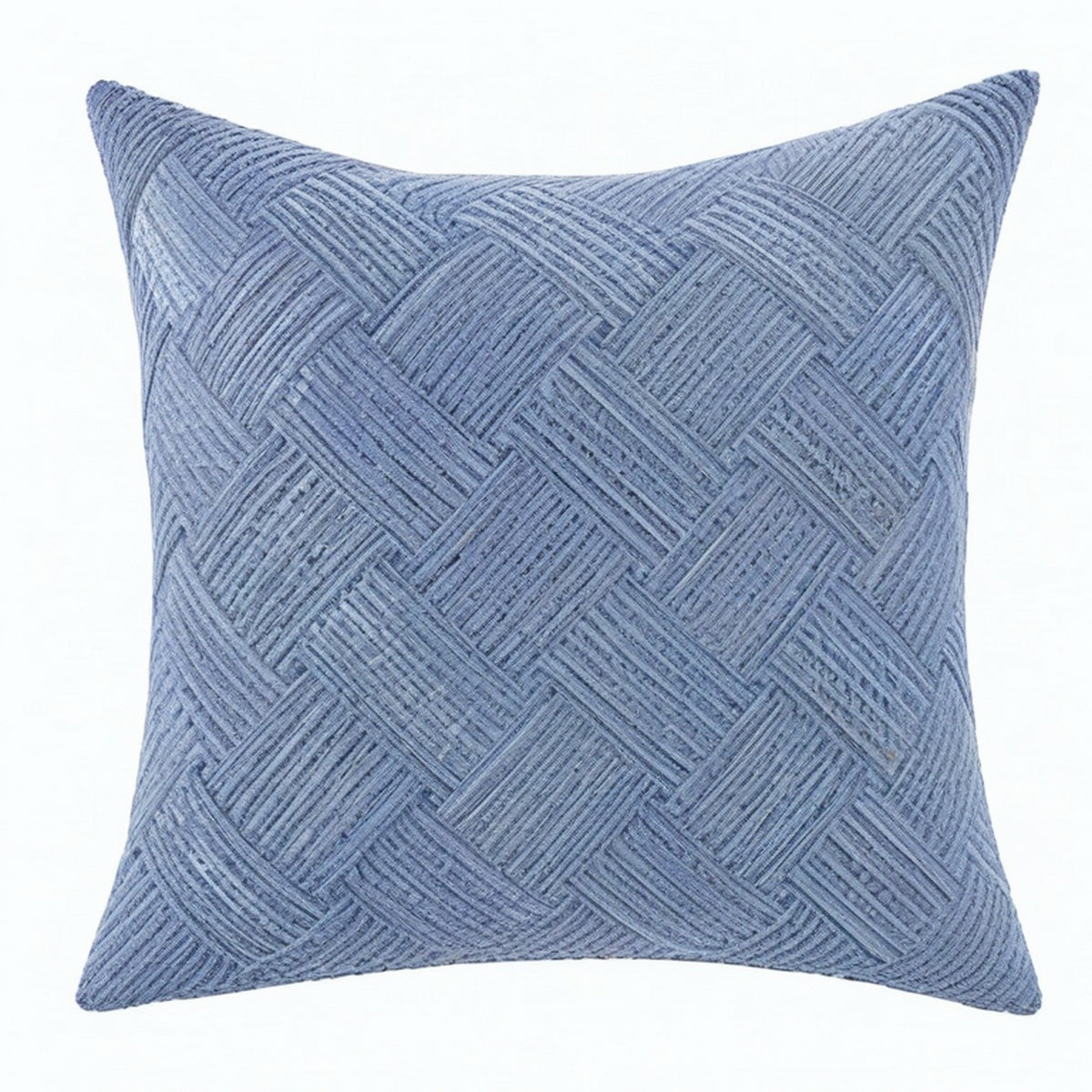 Cojín cuadrado 45 cm azul de tejido texturizado decorativo