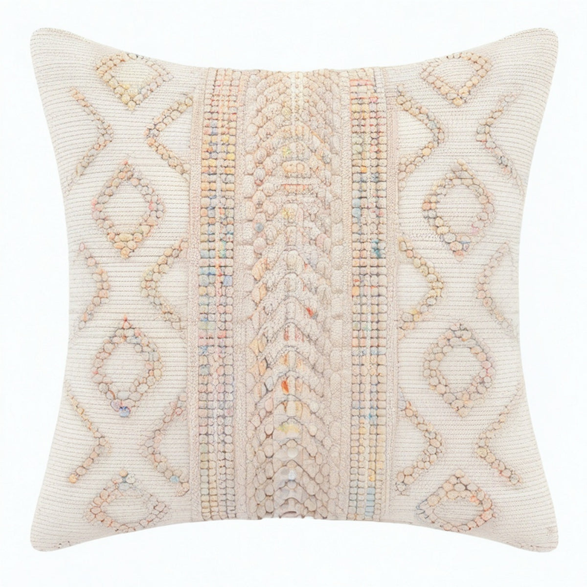 Cojín cuadrado 45 cm de algodón beige con textura estilo bohemio