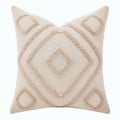 Cojín decorativo 45 x 45 cm de tejido beige con relieve geométrico estilo bohemio