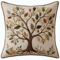 Cojín cuadrado 45 x 45 cm beige con bordado de árbol estilo botánico