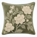 Cojín decorativo cuadrado 45 cm de terciopelo verde con bordado floral