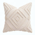 Cojín decorativo cuadrado 45 cm de tejido beige con relieve geométrico