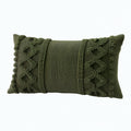 Cojín rectangular 50 x 30 cm de tejido verde oliva con relieve decorativo