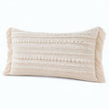 Cojín rectangular 50 x 30 cm de algodón beige con flecos estilo bohemio