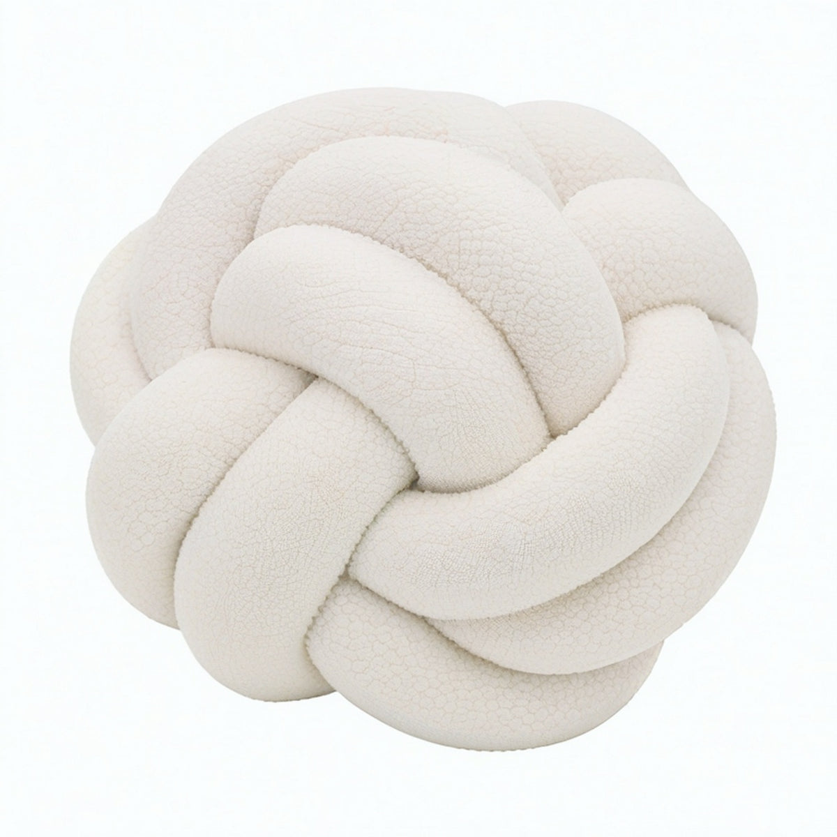 Cojín decorativo de nudo 30 cm en tejido bouclé blanco - diseño trenzado