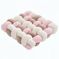 Cojín trenzado cuadrado 40 cm de poliéster rosa beige y marrón suave decorativo