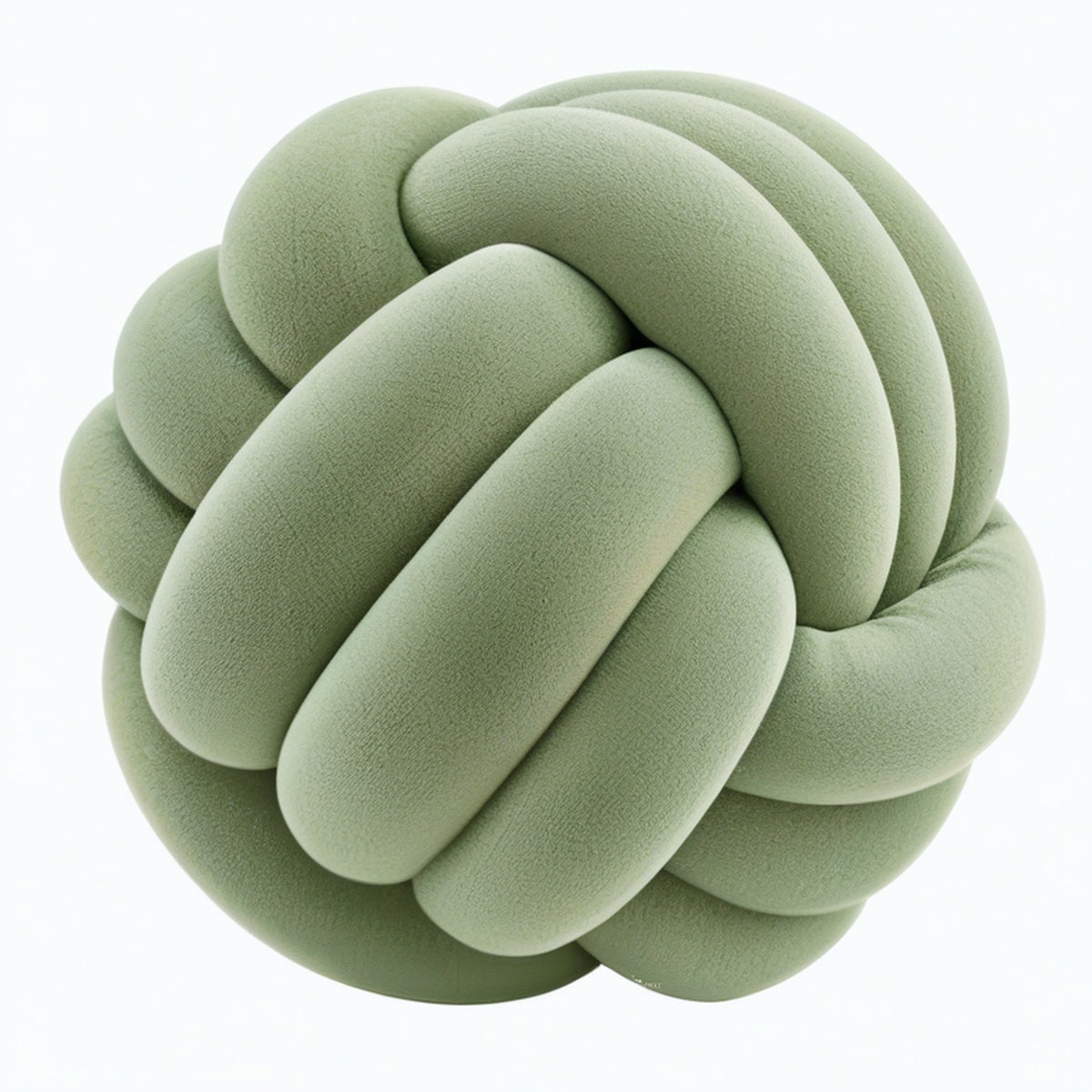 Cojín decorativo de nudo 30 cm en poliéster verde salvia para sofá de tacto suave