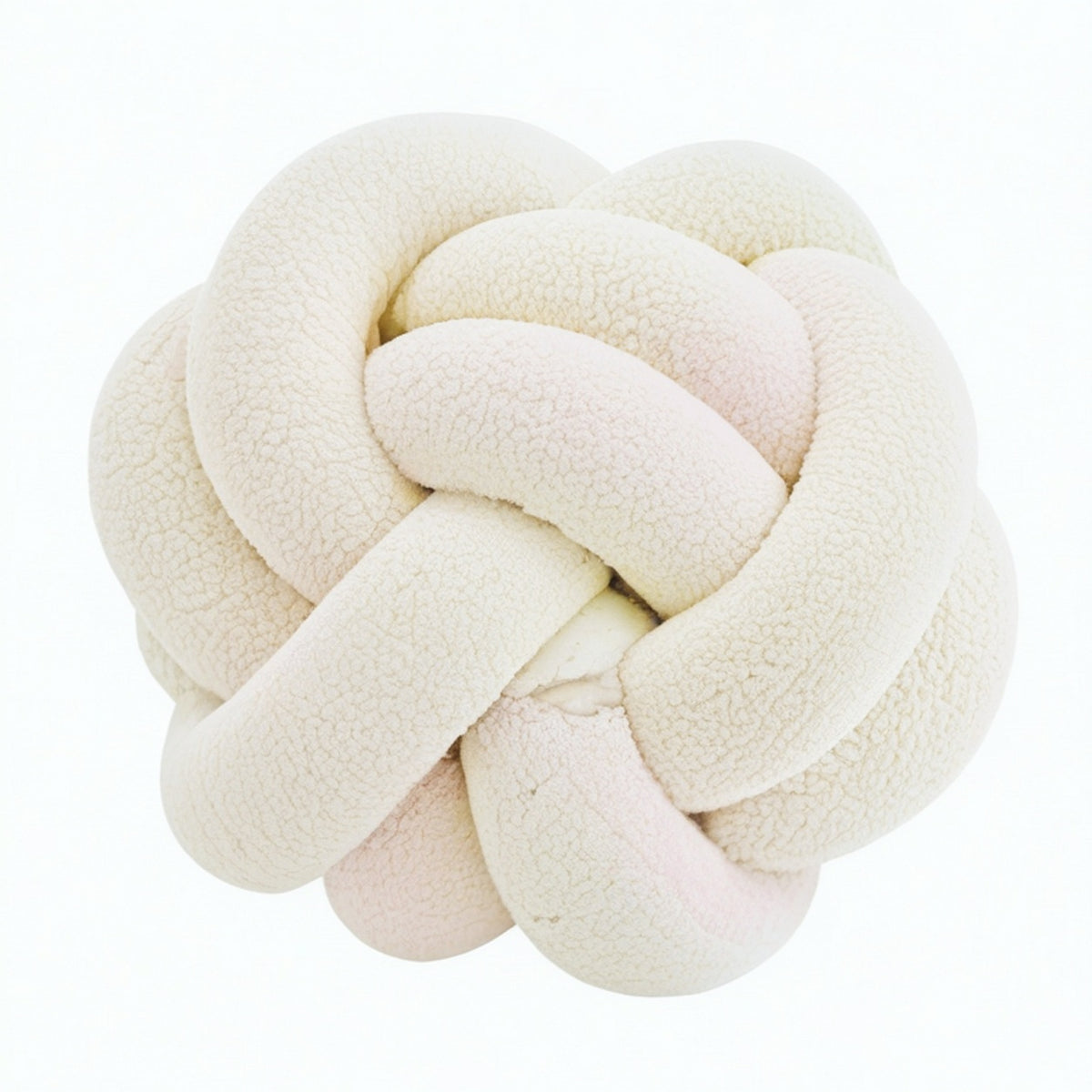 Cojín decorativo de nudo 30 cm en tejido bouclé beige suave