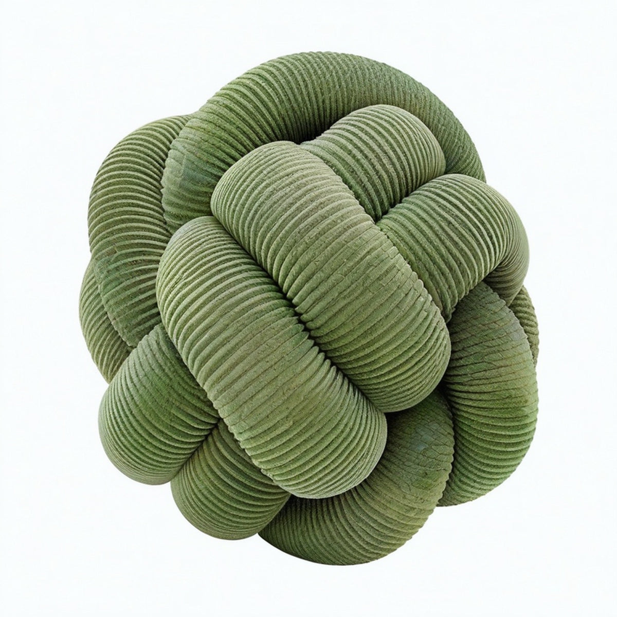 Cojín decorativo anudado 30 cm de poliéster verde con textura de pana