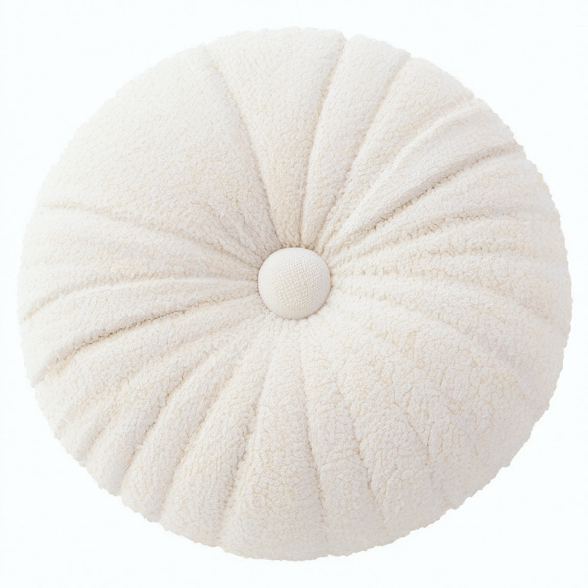 Cojín decorativo redondo 45 cm de tejido rizado blanco para sofá estilo acogedor