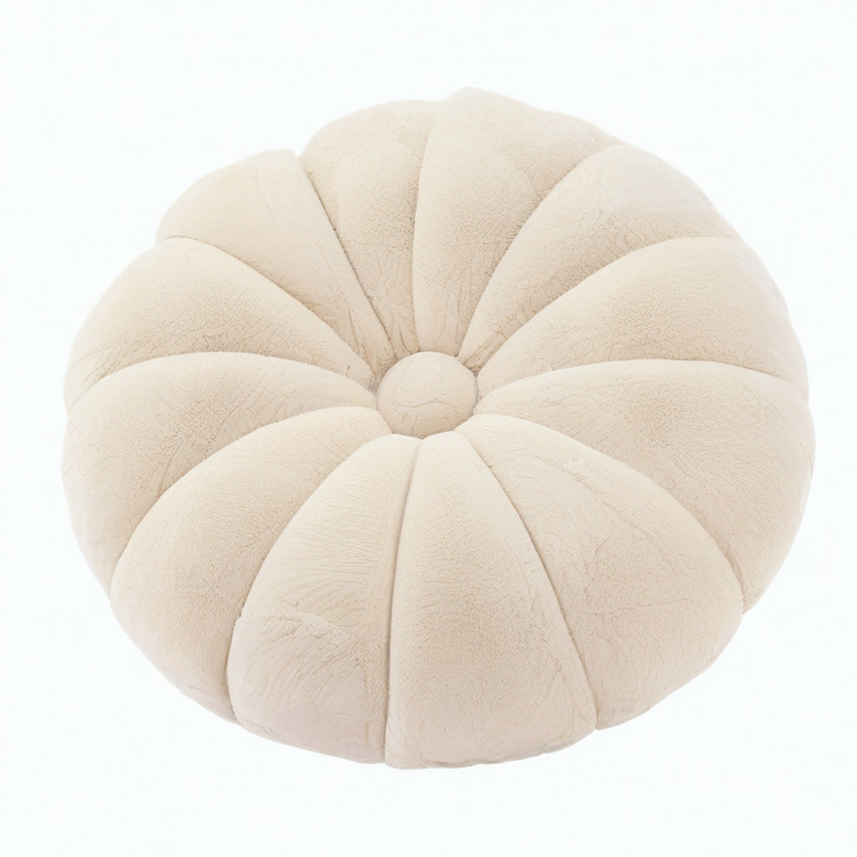 Cojín decorativo redondo 45 cm de felpa beige con diseño acolchado