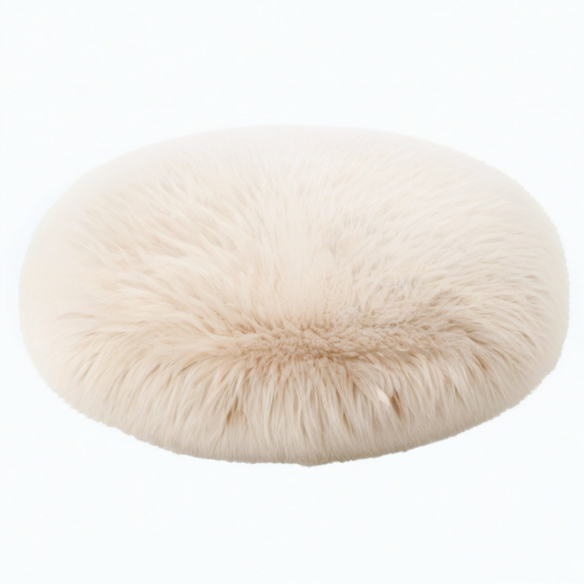 Cojín redondo de 50 cm de pelo sintético beige - suave decorativo
