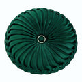 Cojín decorativo redondo 40 cm verde oscuro de tejido plisado