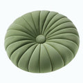 Cojín decorativo redondo 45 cm verde de tacto aterciopelado con pliegues