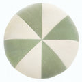 Cojín redondo 45 cm de pana verde y crema decorativo